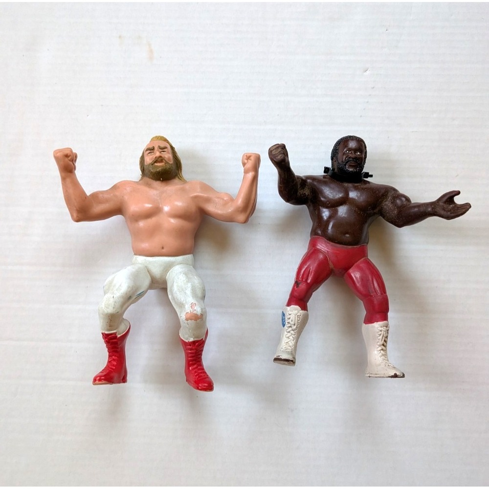 READ Vintage 1984 WWF LJN Wrestling Figures Junkyard Dog & Big John Studd